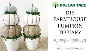 PUMPKIN PALOOZA 2018  5 PUMPKIN DIY  DIY Farmhouse Fall Topiary [upl. by Horton]