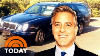 Surveillance Video Shows George Clooney’s Scooter Crash In Italy  TODAY [upl. by Eeralav]