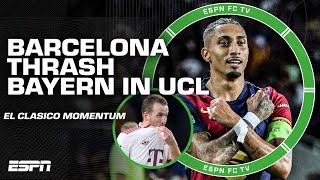 MOMENTUM BEFORE EL CLASICO 👀 FULL REACTION to Barcelona vs Bayern Munich in UCL  ESPN FC [upl. by Orlantha]