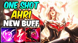 900 AP NEW BUFFED AHRI  IMPROVED ONESHOT FULL AP BURST  Best Build amp Runes  League of Legends [upl. by Acinor]