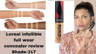 Loreal infallible full wear concealer review 317 Concealer review  full coverage [upl. by Ainniz]