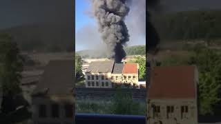 BognysurMeuse  vaste incendie dans un entrepôt de pneumatiques [upl. by Fording531]