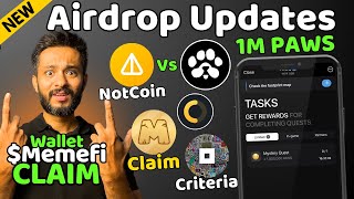 Paws Vs NotCoin  Paws 1 Million Quest  Not Pixel Airdrop Criteria  Memefi Airdrop Withdrawal Now [upl. by Rodama]