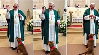 Pope Francis Didnt Know That a Camera Was Recording Him When The Dog Did [upl. by Carilyn]