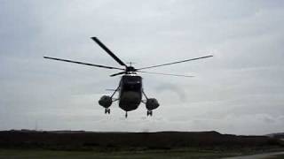 British International Helicopter sideways on Tresco  Scilly isles Sikorsky S61 [upl. by Caritta178]