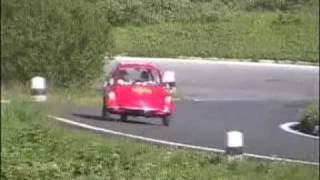 Liege BresciaLiege Rally 2008  Microcars head up the Passo di Pordoi Italy [upl. by Adiuqram]