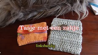 Haken  tutorial 584 Tasje met een zakje linkshandig [upl. by Katz307]