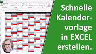 Schnelle Kalendervorlage in Excel erstellen [upl. by Lavicrep709]