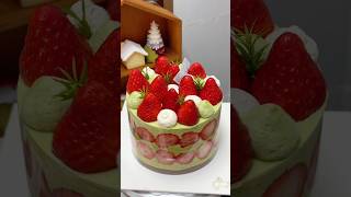 Immersive cake making  Strawberry pistachio crisp cake tutorial ❗️ Immersive cake making Cake [upl. by Fem569]