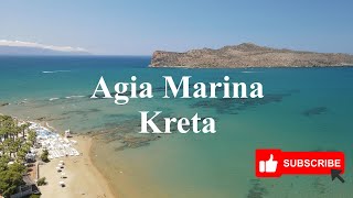 Kreta plaża Agia Marina z lotu ptaka 4K [upl. by Nahshunn]