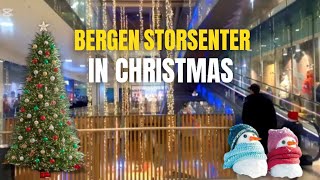 Bergen Storsenter Biggest Shopping center Norway Walking Tour in DecemberChristmas 🎄 Preparation [upl. by Maharba]