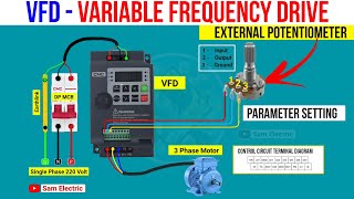 External Potentiometer Wiring In VFD amp Parameters Setting l VFD Control Wiring [upl. by Nednerb]