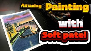 Easy and Simple soft pastel Landscape Painting for Beginners Step by step Tutorial [upl. by Rabkin]