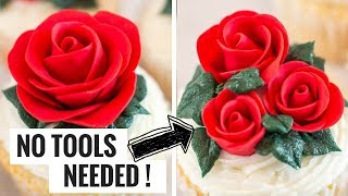 Easy Fondant Rose  No Tools Needed [upl. by Dunton]