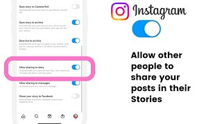 How to Enable your profile post sharing on others Instagram story  Turn on story sharing [upl. by Ilyah]