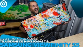 Samsung VIEWFINITY S5  Monitor ULTRAWIDE 219 de 34 POLEGADAS Unboxing e Impressões [upl. by Lewendal]