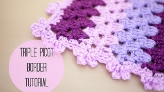 CROCHET Triple picot border tutorial  Bella Coco [upl. by Publius346]