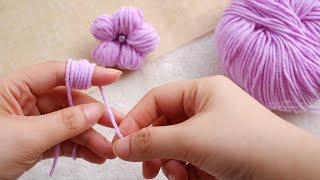 Woolen Flower Making for Beginners with Hand DIY Flower with Yarn [upl. by Intirb]