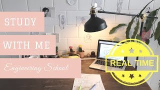 Real Time Study With Me  Engineering School 1h30 with music [upl. by Oiralih211]