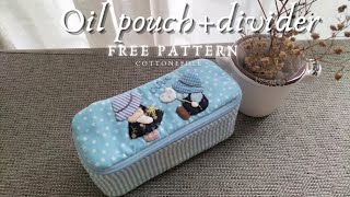 How to sew Sue oil pouch with divider  free pattern [upl. by Shiau]