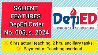 DO 005 s 2024  Rationalization of Teachers Workload and Payment of Teaching Overload [upl. by Ilhsa]