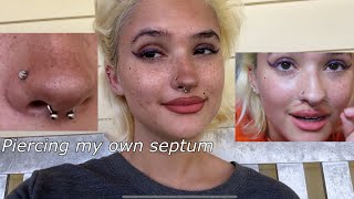 Piercing My Own Septum At home piercing [upl. by Seltzer]