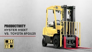 Hyster H50XT vs Toyota 8FGU25  Productivity [upl. by Refiffej76]