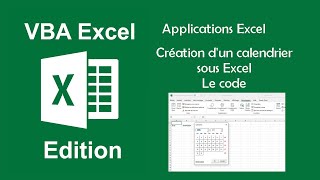 Applications Excel  Créez votre calendrier sous Excel  Le code VBA [upl. by Tessil]