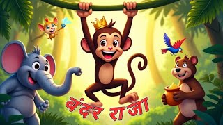 bandar raja  बंदर राजा  hindi rhymes 4k video [upl. by Michel]