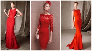 VESTIDOS ROJOS DE FIESTA DE MUJER  MODA 2019 EN COLOR ROJO TENDENCIAS BODA CORTOS Y LARGOS [upl. by Adniuqal736]