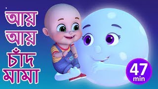 আয় আয় চাঁদ মামা  Aye Aye Chand Mama  Bengali Rhymes for Children  Jugnu Kids Bangla [upl. by Icak]