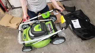 Greenworks 20quot 25022 Corded Mower Unboxing amp Assembly [upl. by Thurstan]