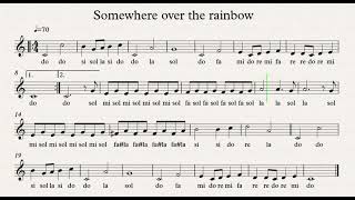 SOMEWHERE OVER THE RAINBOW reggae spartitofacile Flauto violino tutorial playalong [upl. by Ogilvie]