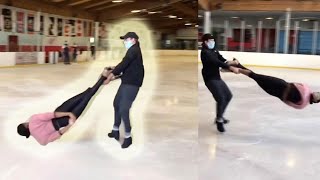 Ice Skating Couple Do GravityDefying Trust Trick [upl. by Aihsenot]