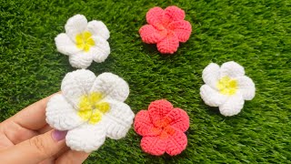 Crochet frangipani Flower Hair Clip တရုတ်စကားပန်း ထိုးနည်း [upl. by Artemla]