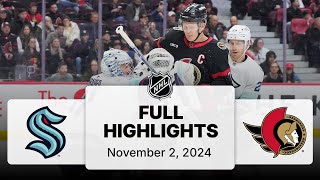 NHL Highlights  Kraken vs Senators  November 2 2024 [upl. by Siurad998]