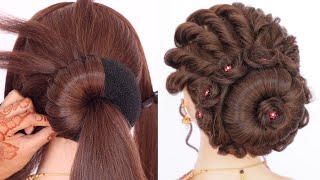 brilliant bun hairstyle for bridal  hairstyle for women [upl. by Trillby]