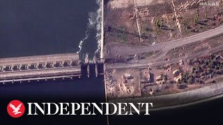 Satellite images reveal severity of damage done to key Kherson bridge [upl. by Nelra192]