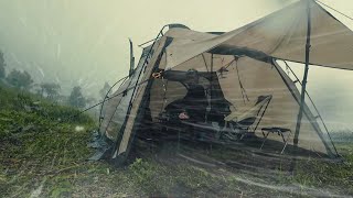 Camping Under 8 Hour Heavy Rain  Setting Up a Strong Cozy Tent to Relax amp Deep Sleep [upl. by Ike]