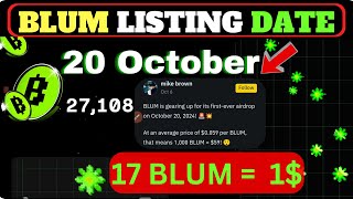 Blum Listing Date and Price  Blum Airdrop Price Leaked  Blum Airdrop Withdraw Bank Account [upl. by Jdavie]