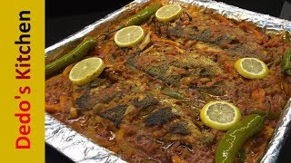 BAKED FISH recipe with tomato sauce   middle eastern style [upl. by Enetsuj]