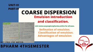 Emulsion Introduction and classificationLIV unitIIIPhysical pharmaceuticsBpharm4th semester [upl. by Palla]