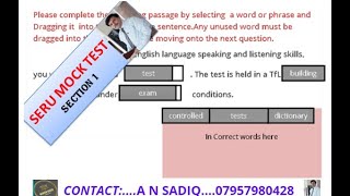 TFL SERU SECTION 1 MOCK TEST FILL IN THE BLANKS PORTION OF ASSESSMENT [upl. by Kcirdot]