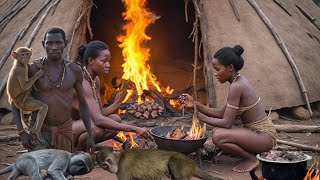 Eating MONKEYS with the Hadzabe Tribe  hadza land [upl. by Enilegna]