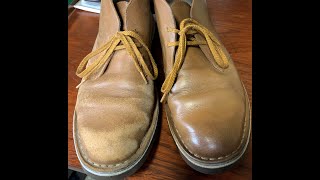 Fixing very scuffed leather Clarks desert boots [upl. by Molli]