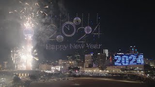 NEW YEARS Drone Show at Dallas Reunion Tower [upl. by Elohcan]