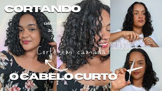 Cortando o CABELO CURTO CACHEADO ONDULADO corte em camadas [upl. by Elisee]