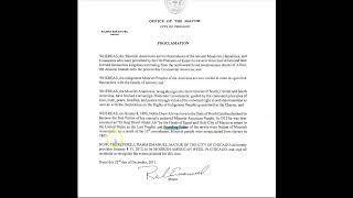 Proclomation from RAHM EMANUEL MAYOR of The City of Chicago 2011 [upl. by Yhtomot135]