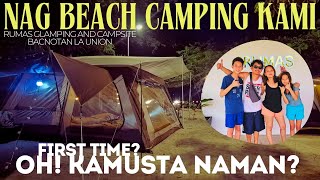 First Beach Camping  RUMAS  Bacnotan La Union  Vidalido Tent [upl. by Nalon]