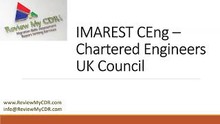 ReviewMyCDRIMAREST CEng – Chartered Engineers UK Council [upl. by Tsenre513]